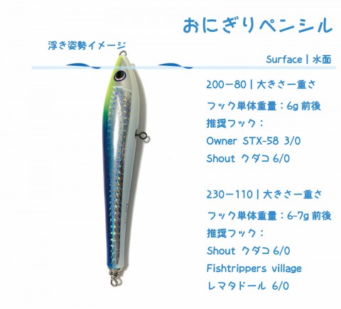 passions ハードルアー 200mm 約80g Compass of your dream】 おにぎりペンシル 200-80｜230-110