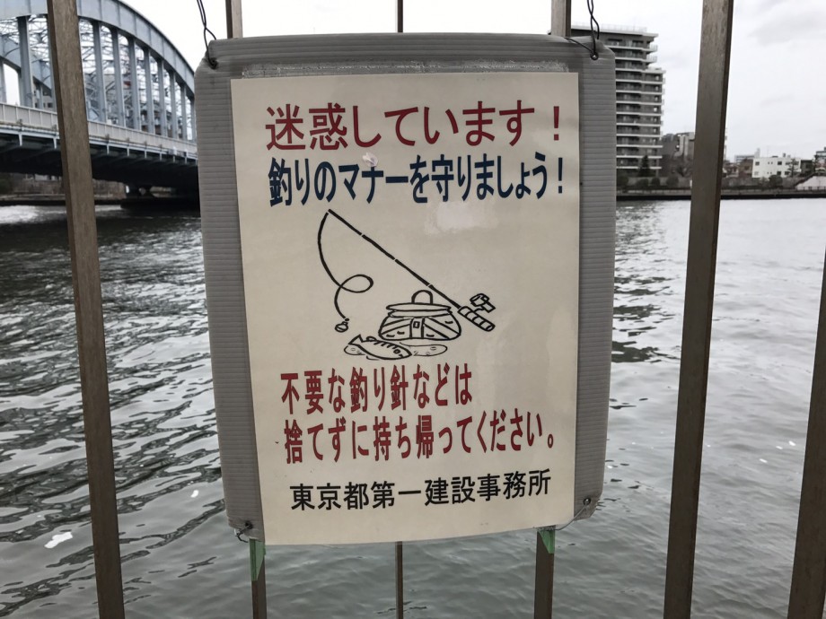 釣り ルアーニュース 隅田川釣禁 噂の 投げ釣り禁止看板 について担当者に聞いてみた